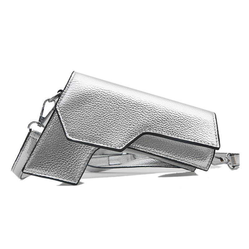 Tas selempang desain pistol kreatif tas bahu wanita warna logam tas kurir kotak lucu dompet lipstik kecil lucu 2024