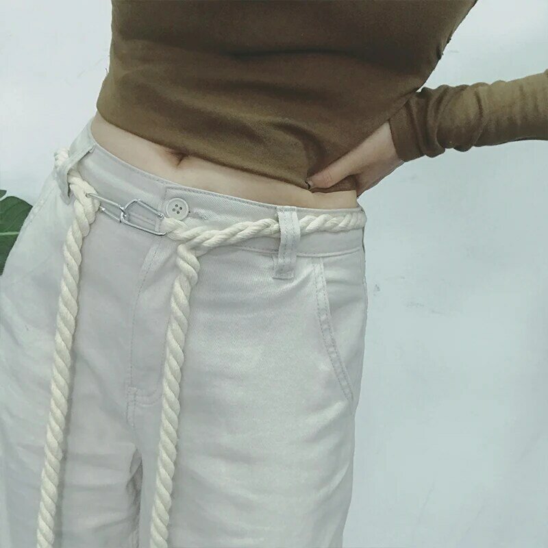 Cintura Unisex in corda di canapa cintura in nappa cintura intrecciata Vintage per abiti da donna decorazione catena in vita corda in vita sottile tutto-fiammifero