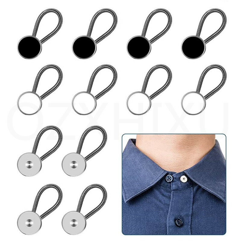 Metal Elastic Collar Extensores, Extensores de botão para camisa Calças Casaco Colares, Expansor de cintura de costura livre, 10mm