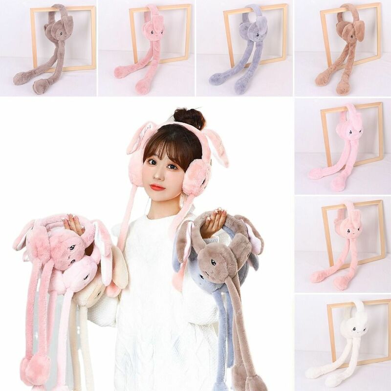 Windproof Jumping Up Caps Funny Toys Student Couple Ears Protection Moving Rabbit Earmuffs Ear Warmers Winter Plush Ear Muffs