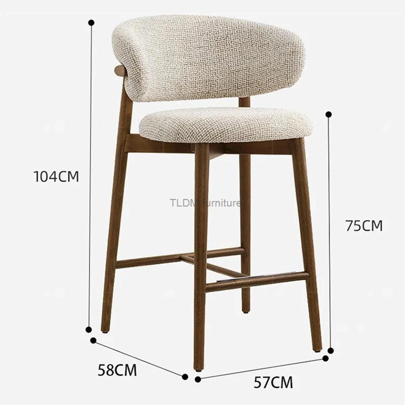 Nordic light luxus massivholz bar stühle moderne wohnküche hohe barhocker designer stoff rückenlehne hocker für bar möbel