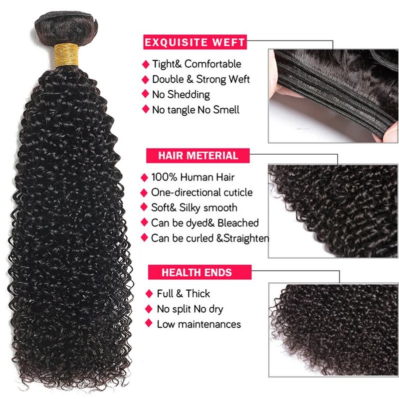 Mercq-remy人間の髪の毛のエクステンション、インドの巻き毛、天然色、10-30インチ、1バンドル