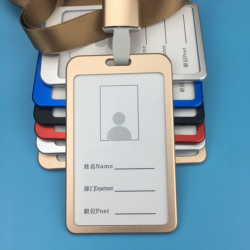Metalen Kaarthouder Met Lanyard Voor Pass Card Credential Deur Pass Cover Voor Badges Clips Office Accessoires