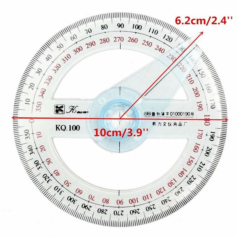 Portable Round Office School Drafting Supplies Ruler Pointer Measuring Tool Protractor