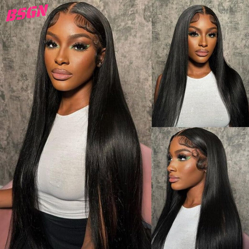 Glueless Straight Lace Frontal Perucas, Cabelo Humano, HD, 13x6