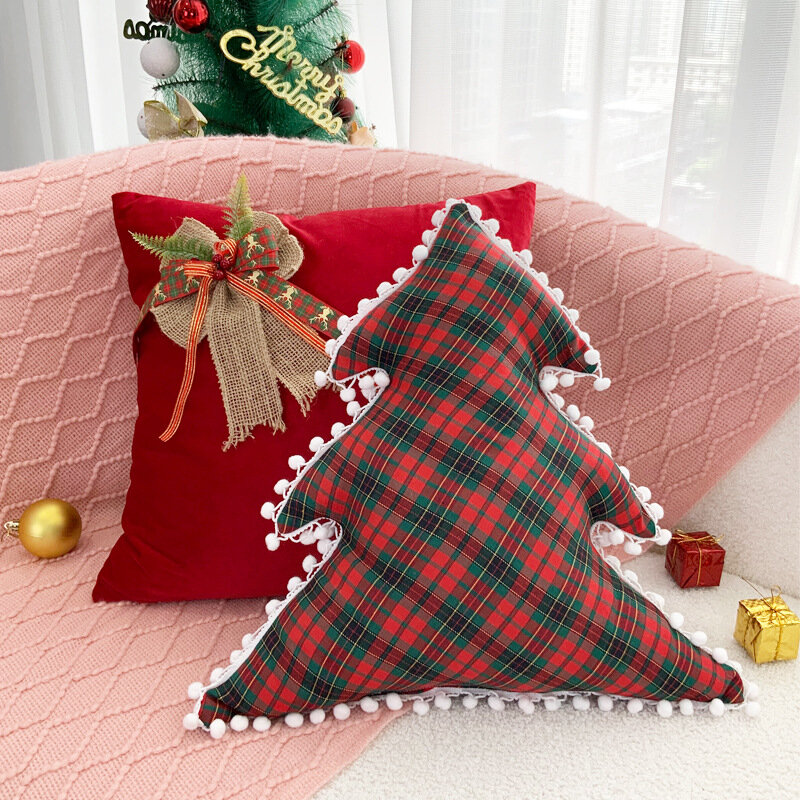 Christmas Cushion Cover 45 * 45 Bow Printed Pillowcase Decoration Holiday Home Decoration Sofa Pillowcase
