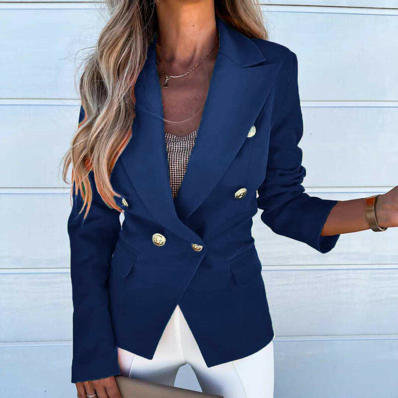 Solidny kolor garnitur kurtki damskie z długim rękawem zapinane na klapę Plus rozmiar blisko dopasowane praca biuro formalnym garnitur płaszcz