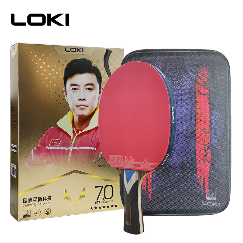 Loki 7 Stars raquete tenis de mesa profissional, ofensiva raquete ping pong, ITTF aprovado borracha tenis de mesa com controle fino e melhor giro