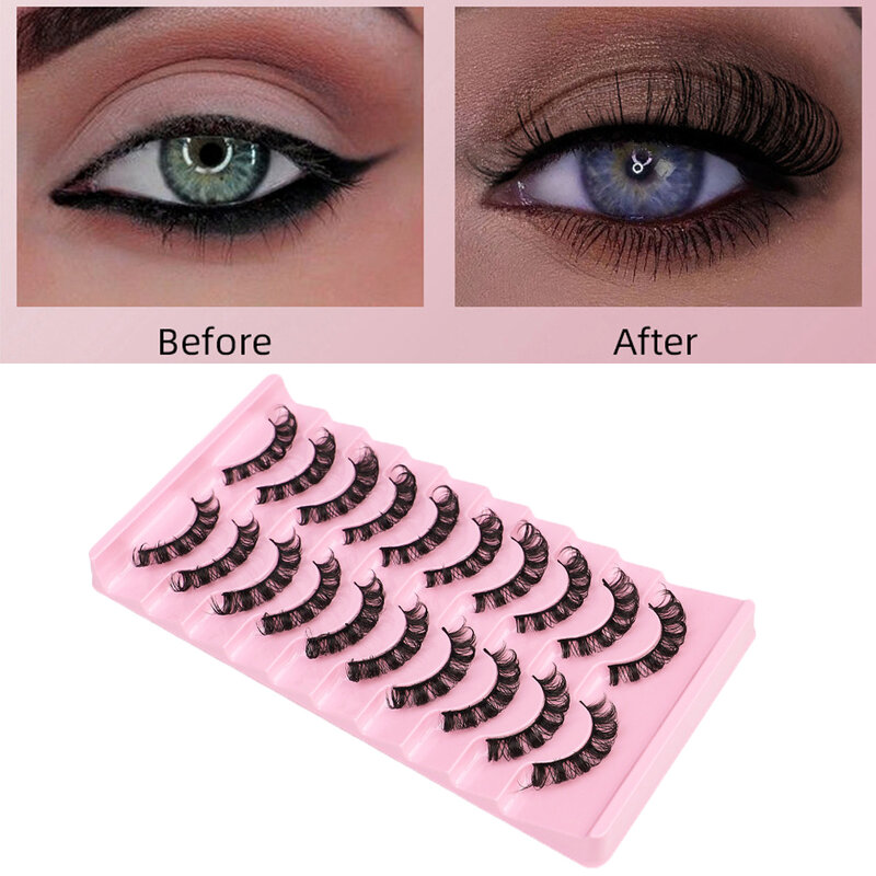 10/20 Pairs Russian Strip Lashes DD Curl 10-23mm False Eyelashes 3D Mink Eyelashes Reusable Fluffy Eyelashes Extensions