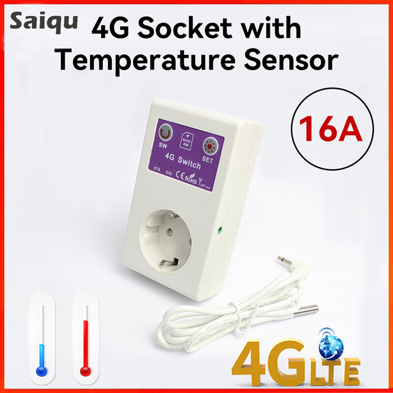 Smart Power Plug EU Socket Power Fail Alarm Temperature Control 16A Water Pump Timing 4G SwitchEU Socket Smart Remote Control