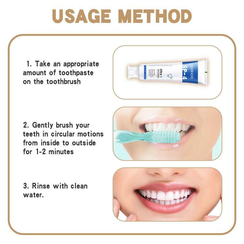 Natural Tooth Whitener Creme dental Clareador, 120g, Promove Dentes e Gengivas Saudáveis