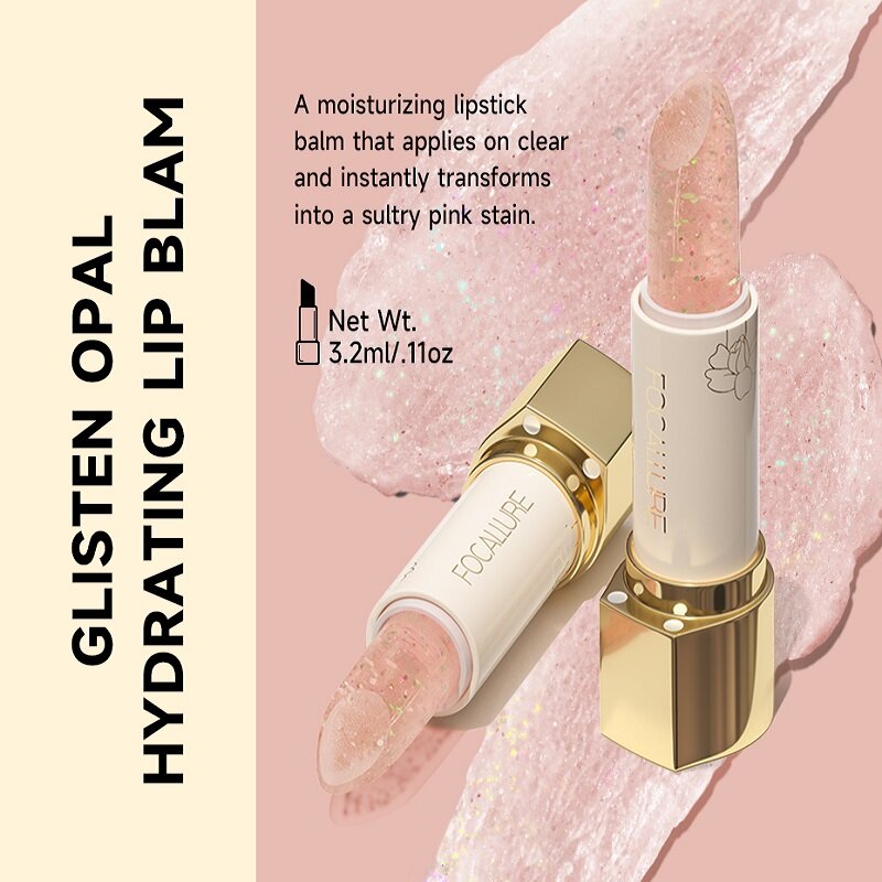 FOCALLURE Glitter Lip Balm 8 colori Shimmer Lips Plumper rossetto idratante Long Lasting Waterproof Lip Care cosmetici per il trucco