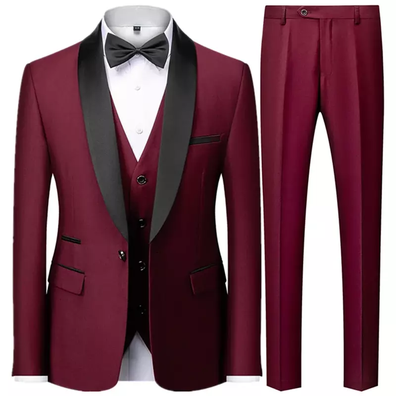 Мужской деловой пиджак, комплект из трех предметов, мужской облегающий пиджак/брюки, жилет для отдыха, свадьбы