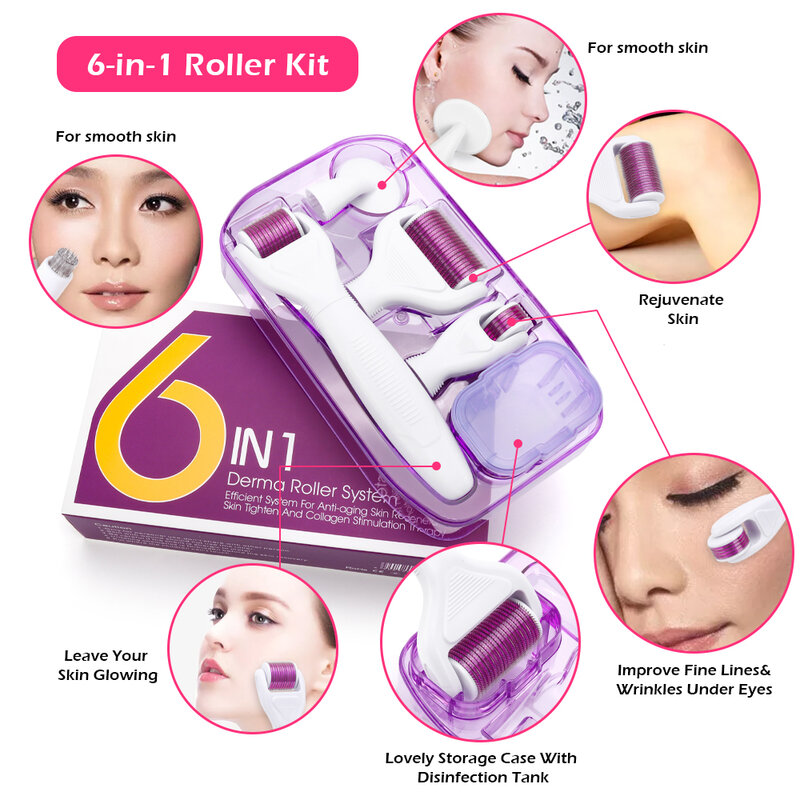 DRS 4/5/6in1 Derma Roller Needle 0,25 0,3 mm Microdermabrasion Facial Roller Microneedle Kit pour Eye Face Body Skin Care Rajeunissement Beauty Device
