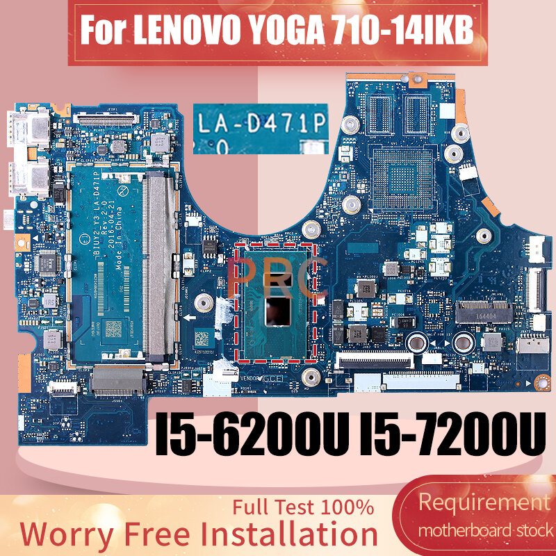Lenovoラップトップ用マザーボード,Yoga LA-D471P,lenovo 710-14ikb,I5-6200U, I5-7200UNotebook
