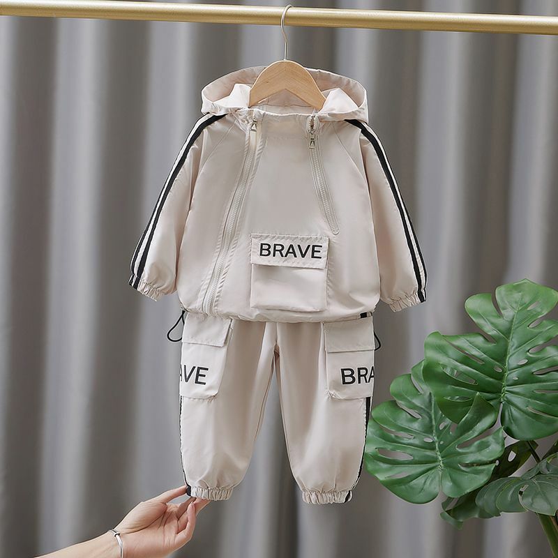 Children's Clothing Set Spring and Autumn New Korean Edition Boys' Sports Double Zipper Casual Jacket Pants Two Piece Set