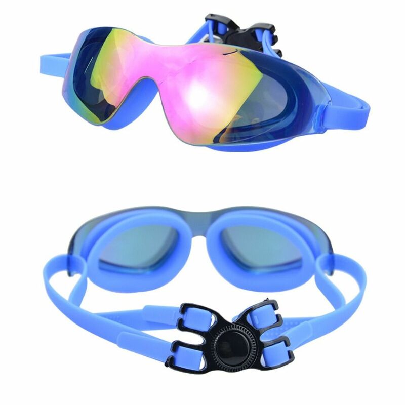 Kacamata renang dilapisi HD, pita cermin silikon anti-kabut kacamata menyelam tampilan lebar perlindungan UV kacamata renang