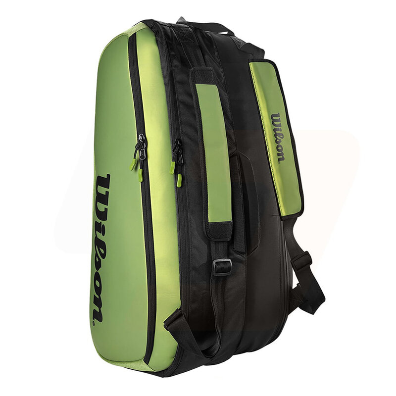 윌슨 블레이드 슈퍼 투어 V8 대형 공간 테니스 가방, 전문 장비 라켓 가방, 녹색, WR8016701001, 9 팩
