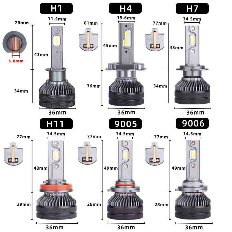 Ampoule LED 24V pour camion léger, H4, H7, H1, H3, H11, 6000K, feux de illeur, feux de route, lumière de sauna, lumière de camion uniquement pour 24V, 2 pièces