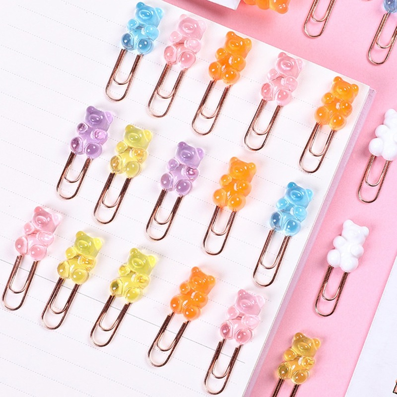 2pcs/lot Kawaii Rainbow Bear Paper Clip Decorative Bookmark Binder File Clips School Office Stationery Accessories
