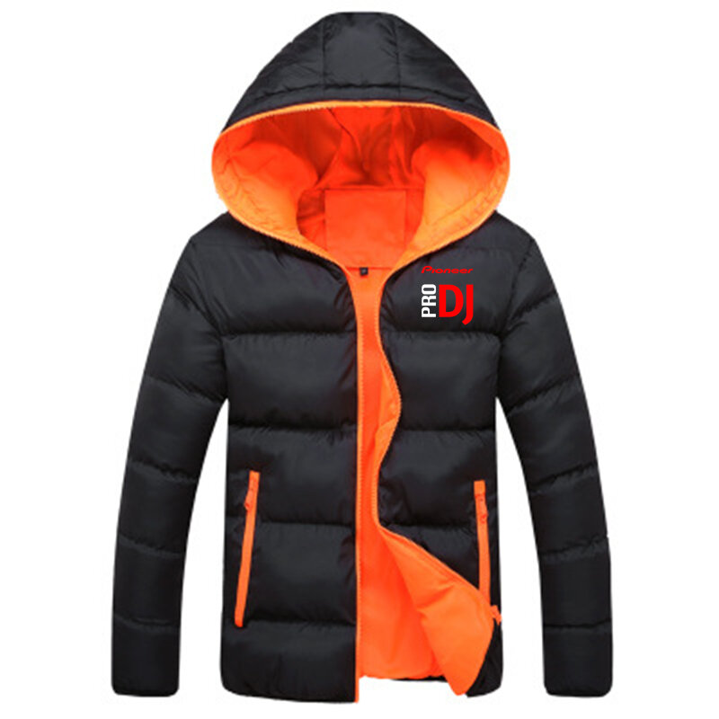 Pioneer pro dj impresso inverno quente masculino para baixo zíper jaqueta personalizável logotipo hoodies para baixo jaqueta masculina criticamente aclamado