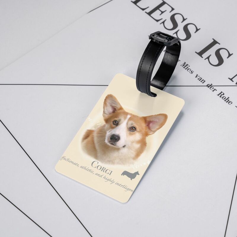 Cão bonito Corgi Bagagem Tag, Proteção de Privacidade, Pet Bagagem Tags, Travel Bag Labels, Mala, Personalizado