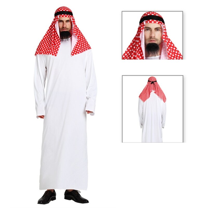 Accesorios disfraz árabe, disfraz Halloween, caftanes, pantalones con velo Thobe, T8NB