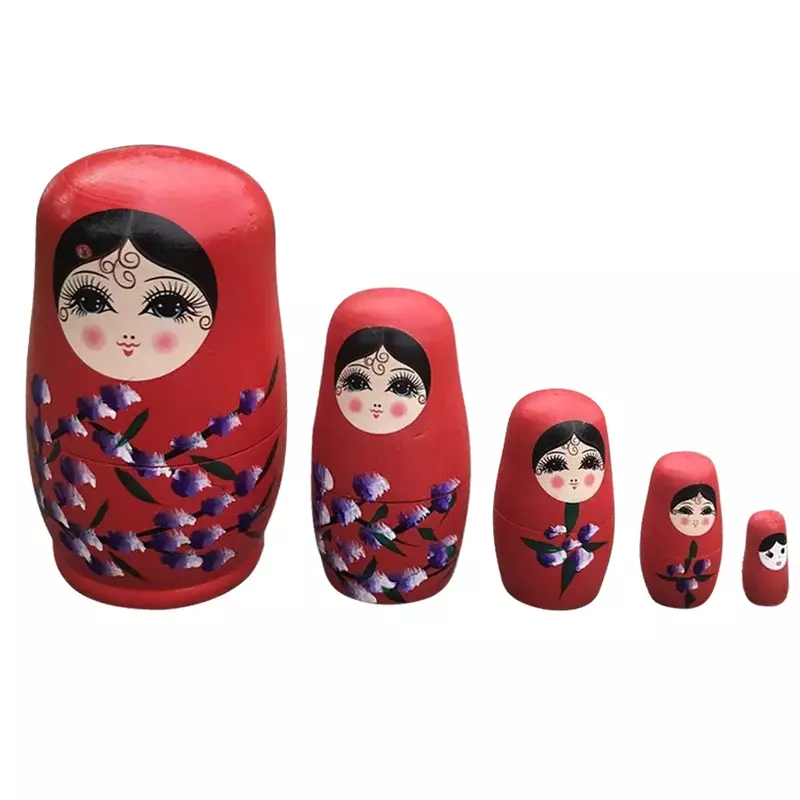 Boneca russa de madeira para crianças, brinquedos artesanais de artes coloridas, feitos à mão pintados, decoração, 5 camadas
