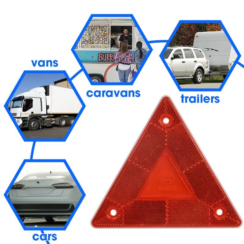 Refletor de advertência do triângulo vermelho, Placa do sinal do caminhão Stop, Luz traseira, Placa reflexiva de segurança, 4 pcs, 1pc