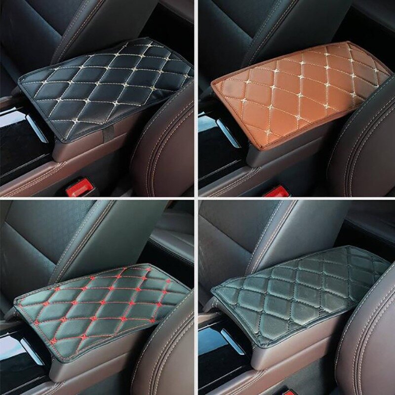 Universal Car Leather Armrest Mat, impermeável, Interior Auto Braços, Armazenamento Box Mats, à prova de poeira Capa de Almofada, Braço Protector