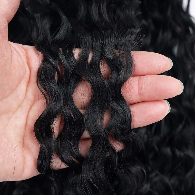 Clipe marrom escuro em extensões de cabelo, ondulado encaracolado sintético Hairpieces, natural e macio, grosso cabelo duplo, 22 ", 6pcs