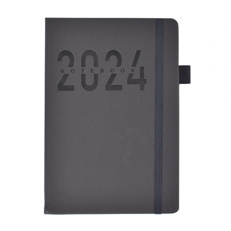 Perencana warna Solid 2024 perencana kulit imitasi Hardcover warna-warni bulanan indeks elegan jurnal perlengkapan siswa