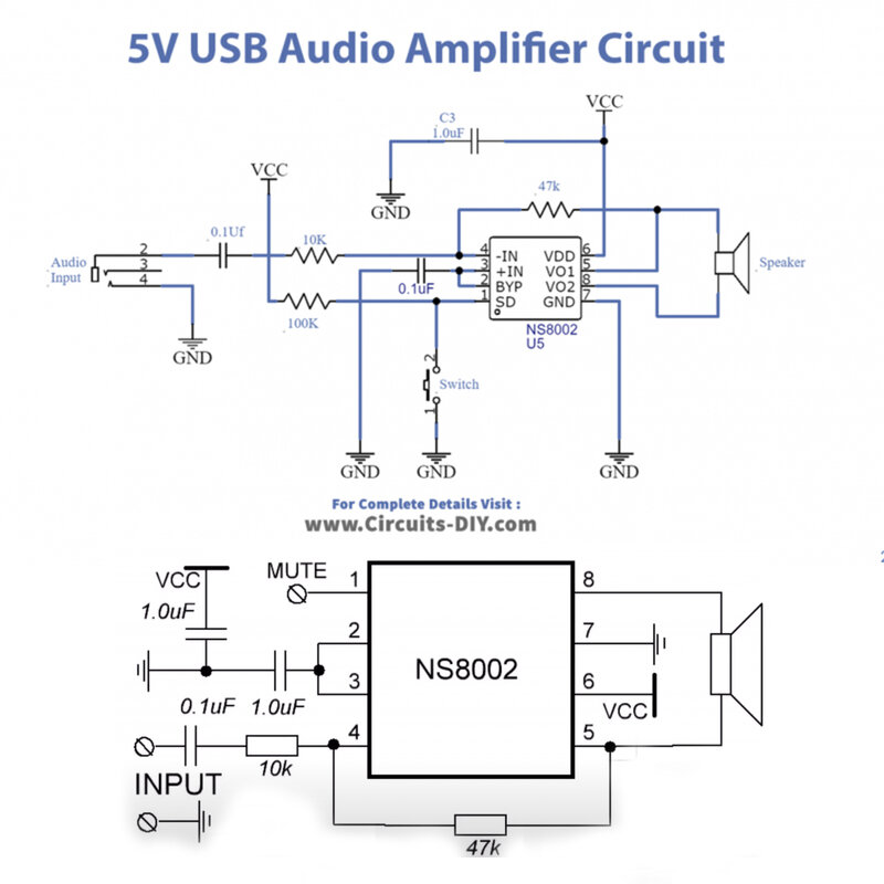 10 sztuk/partia NS8002 Mini 3W Mono moduł wzmacniacza mocy DIY systemy Stereo Stereo Audio klasy AB płyta wzmacniacza DC3-5V obwodu