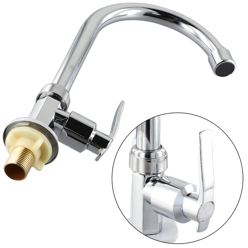 Kitchen Faucet Ziny Alloy Silver Single Cold Water Water Tap Deck Mounted Bathroom Faucet Kitchen Basin Sink Faucets Bathrooms