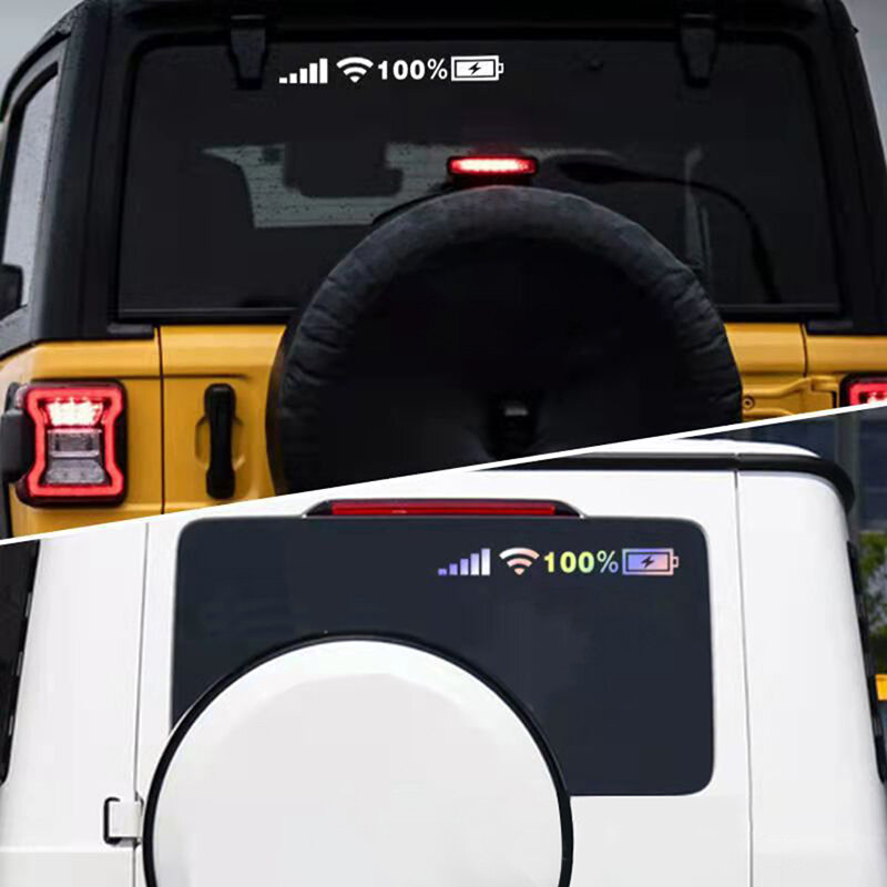 Stiker Mobil Vinil Reflektif 100% Wifi Tingkat Baterai Sinyal Lucu Decal Dekorasi untuk Auto Dekorasi Aksesori