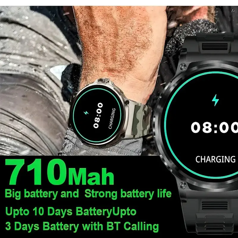 Reloj inteligente V69 para hombre, dispositivo con llamadas, Bluetooth, pantalla grande de 1,85 pulgadas, Monitor de ritmo cardíaco y salud, 710mAh, rastreador de actividad deportiva