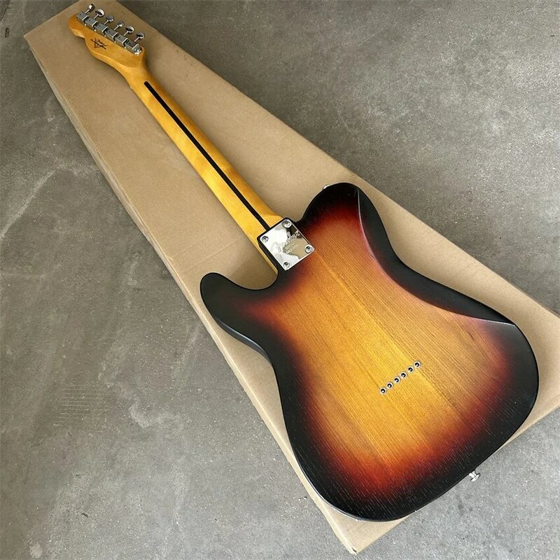 In stock, nitro painted ASH wood electric guitar, sunset color, free shipping, wholesale and retail