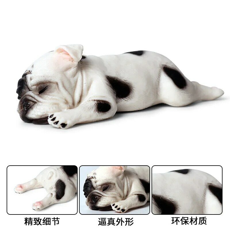 Anak-anak Simulasi Lintas Batas Hewan Model Dunia Baru Posisi Tidur Bulldog Perancis Model Anjing Peliharaan Ornamen Mainan