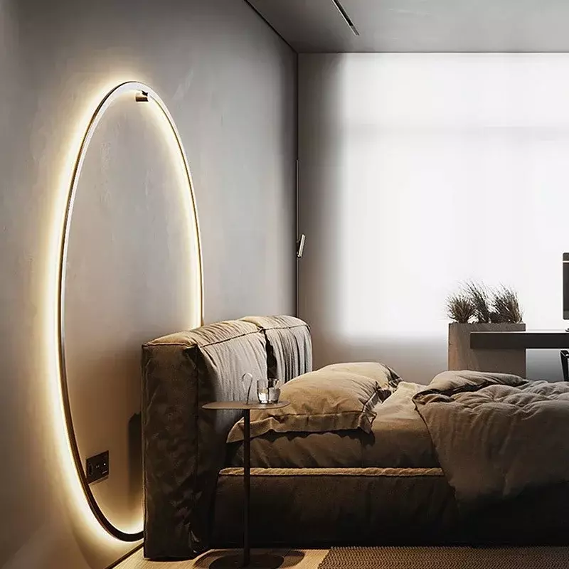 โคมไฟติดผนัง LED สำหรับห้องนอนบ้านห้องนั่งเล่นนอร์ดิกแหวนทรงกลมติดผนังในร่มแบบติดไฟเชิงเทียน
