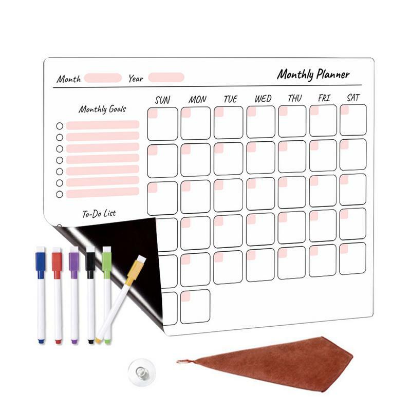 Perencana bulanan kulkas kalender kulkas magnetik multifungsi perencana kalender kulkas dapat dihapus bantalan Memo papan tulis