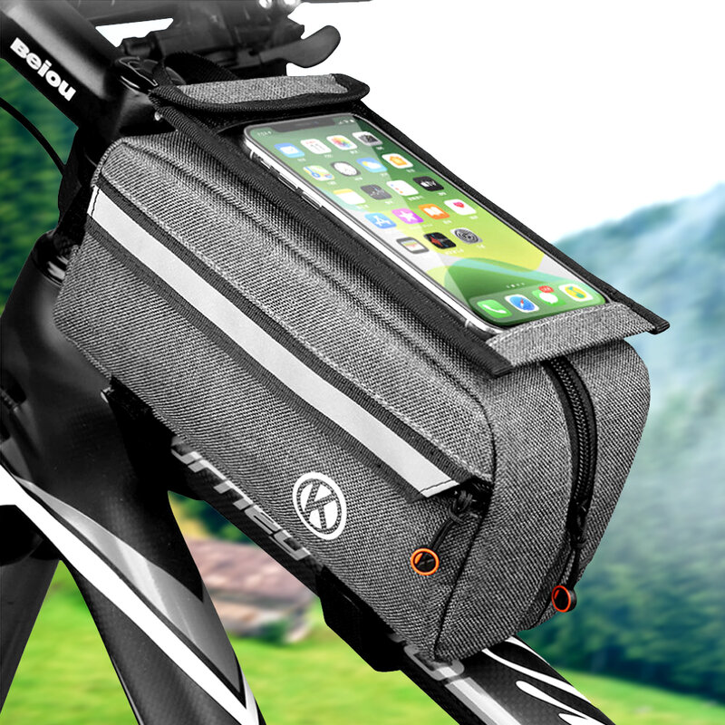 New Bike Bag Frame Front Top Tube Cycling Bag Waterproof 6.6in Phone Case Touchscreen Bag MTB Pack Accessories