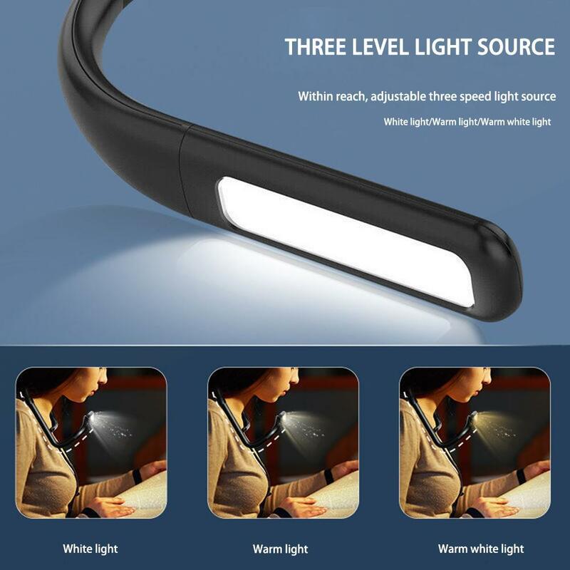Pendurado LED Pescoço Luz de Leitura, Stepless Escurecimento, Eye Cuidar, Touch Sensor, Livro Luzes, 3 Cores, 270 ° Rotatable, Dropship
