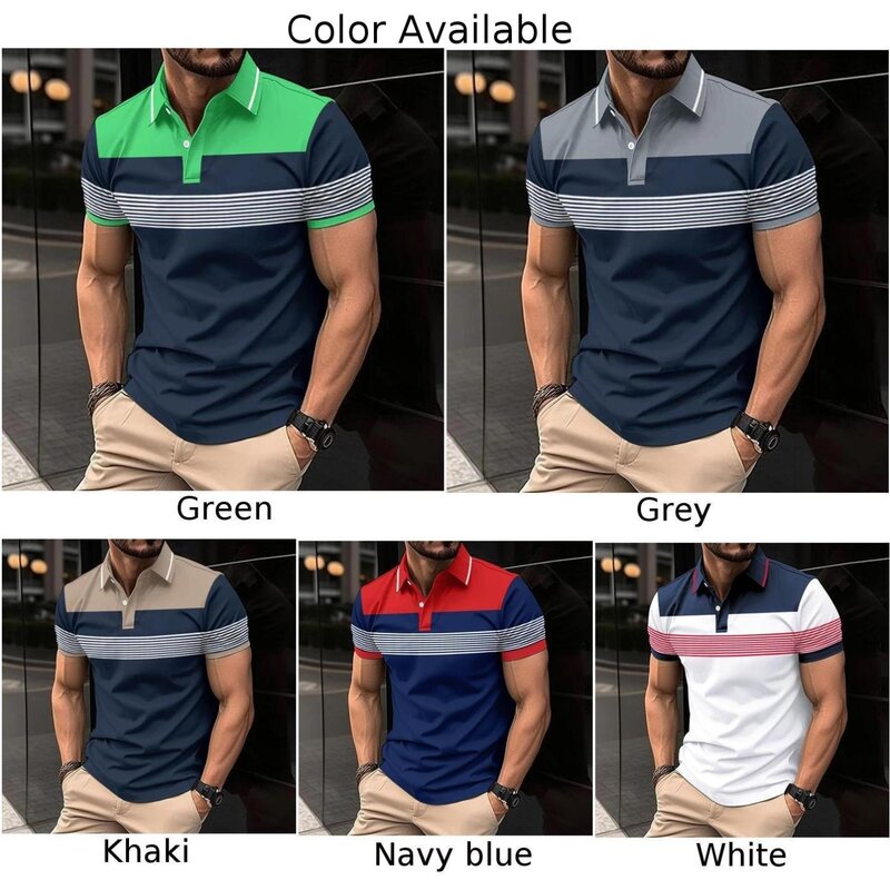 Tops Herren T-Shirt Bluse atmungsaktive Business-Tops Knöpfe lässig formale schöne leichte Slim Fit neue stilvolle