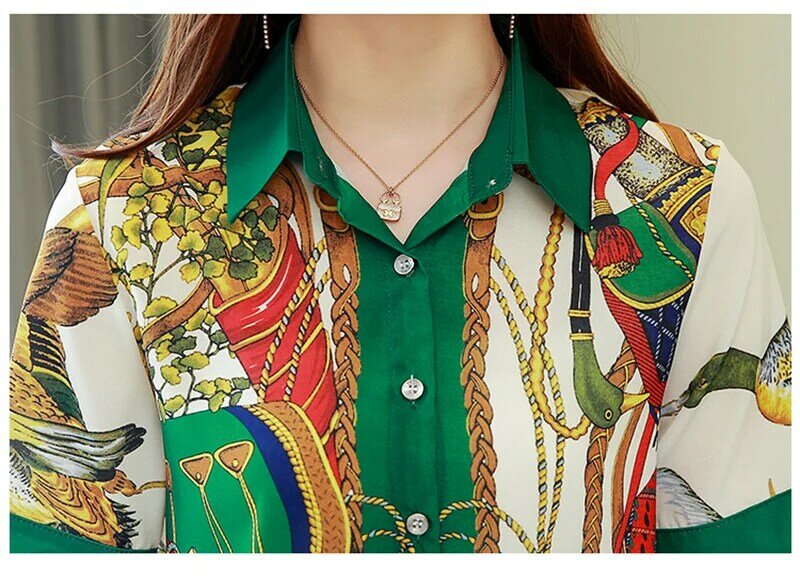 FANIECES-blusa de satén con botones para mujer, camisa Vintage de manga corta con cuello tipo Polo, Tops elegantes, ropa de otoño
