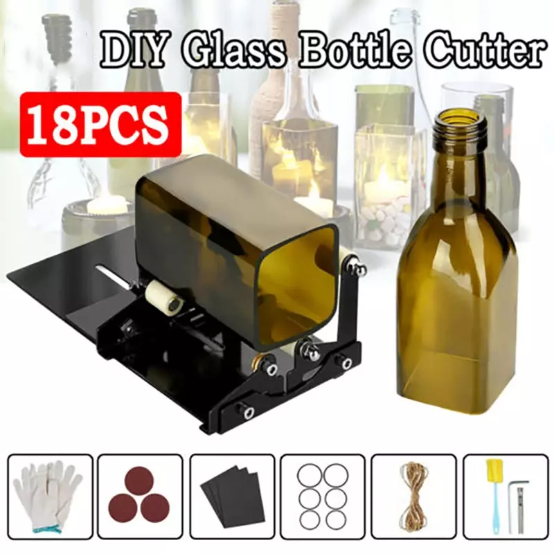قاطع زجاجة زجاجي مربع ومستدير ، آلة قطع ، منحوتات زجاجية ، قاطع زجاجة نبيذ ، ذاتي الصنع
