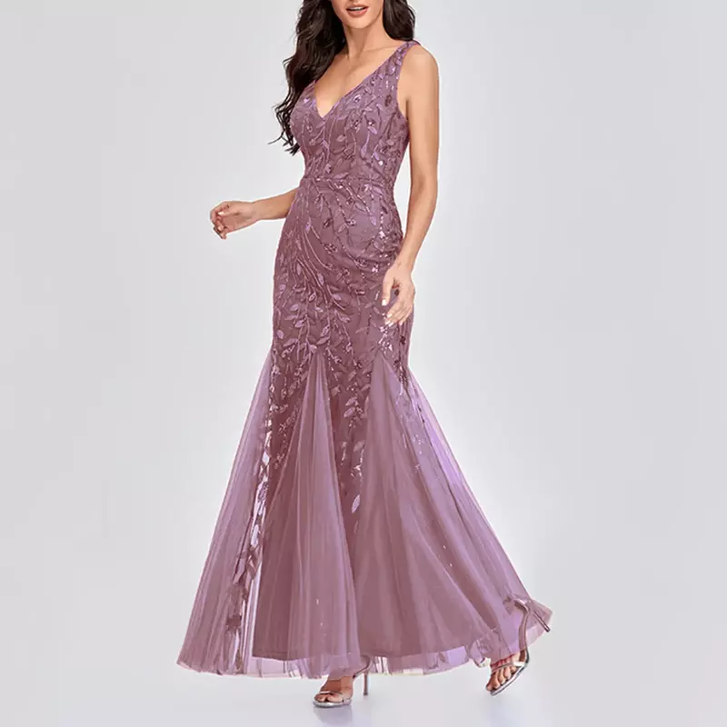 Fishtail druhna ślubna długa, maksi damska sukienka długość podłogi kobiece eleganckie sukienki wizytowe Party wieczór bal Gala Vestidos