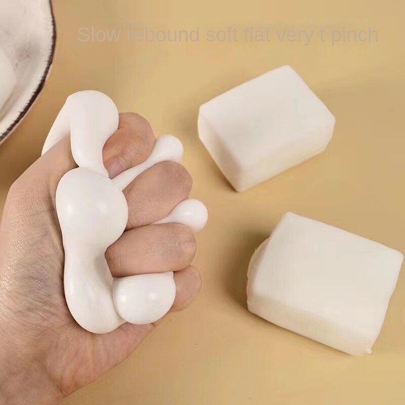 Creative Plastic Squeeze Stress Relief Brinquedos, Tofu para Descompressão Liberação, Tofu Compressão, Rebound lento Amassar