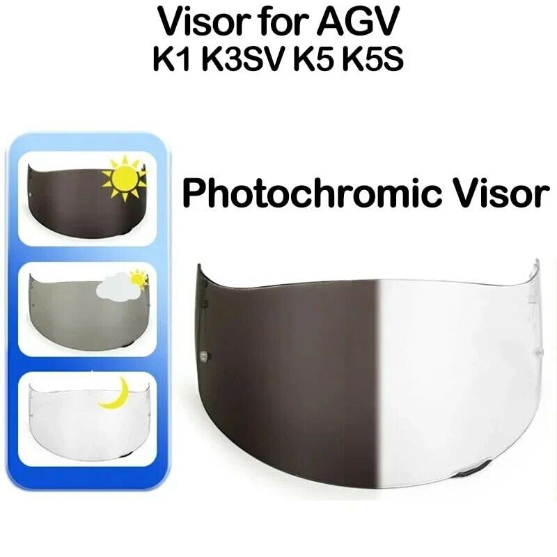 Viseira fotocromática para AGV K5, K5S, K5-S, K3SV, K3-SV, K1, óculos de capacete, protetor de tela, peças do pára-brisa, lente autocrômica
