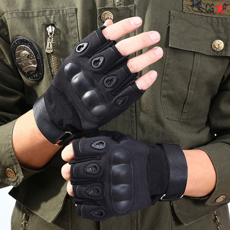 Перчатки без пальцев, тактические армейские митенки с твердыми костяшками, в стиле милитари, для пейнтбола, страйкбола, походов, охоты, боевых поездок