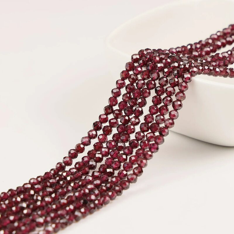 Natural Red Garnet 2 3 4mm Round Faceted Gemstone Loose Beads Accessories for DIY Jewelry Necklace Bracelet Earring Making